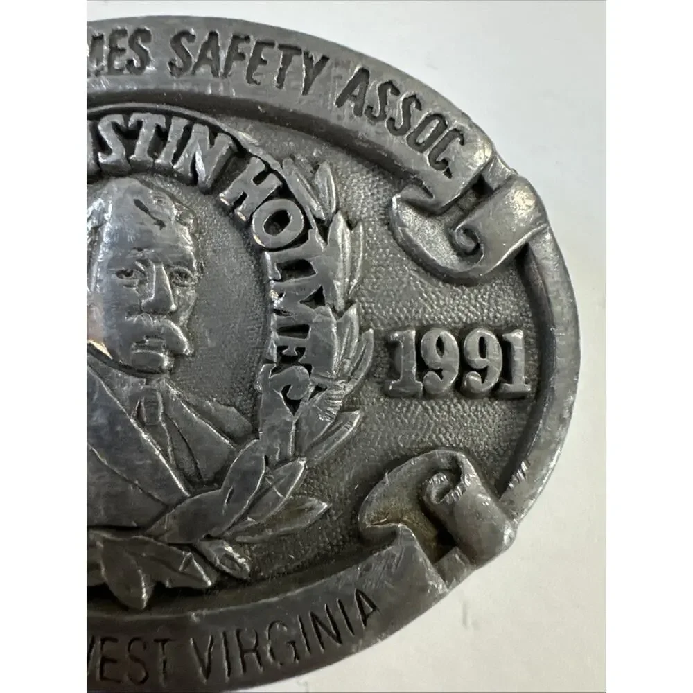 Vintage 1991 National Holms Safety Assoc Pipestem WV Belt Buckle